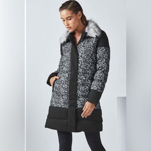 FABLETICS Waco Puffer Jacket Coat Midi Removable Faux Fur Collar-Size M